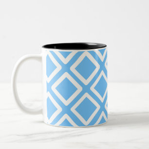 Caneca De Café Em Dois Tons Quadrados brancos e azuis do céu