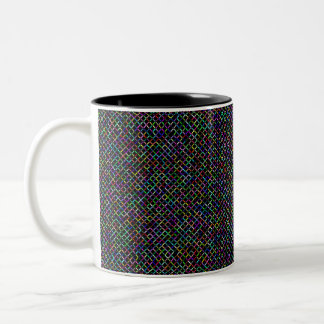 Caneca De Café Em Dois Tons quadrados coloridos padrão vibratório único geomét