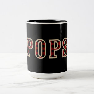 Caneca De Café Em Dois Tons Quadrados de Xadrez Preto Vermelho Rústico POPS