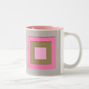 Caneca De Café Em Dois Tons Quadrados em camadas do século médio - cinzas / ci