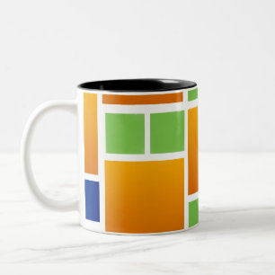 Caneca De Café Em Dois Tons Quadrados Gradientes Laranja