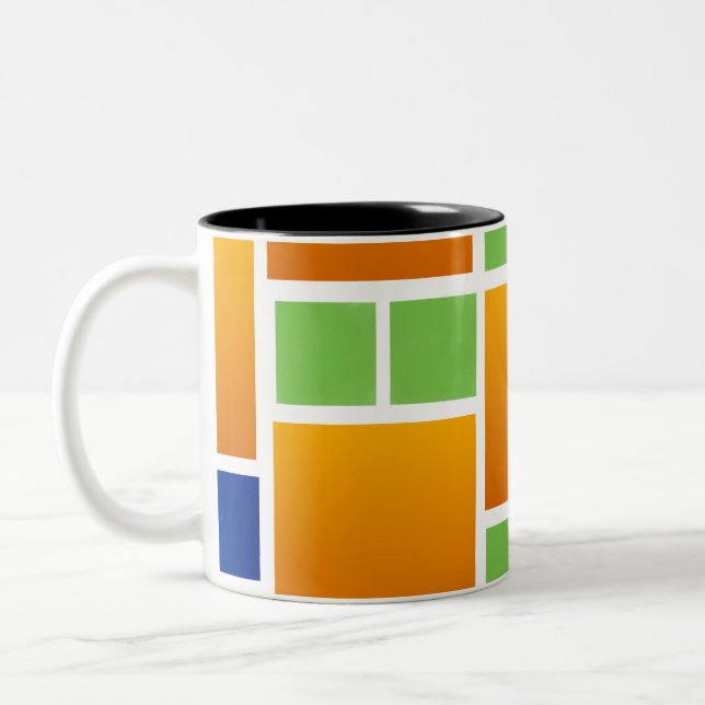 Caneca De Café Em Dois Tons Quadrados Gradientes Laranja (Esquerda)