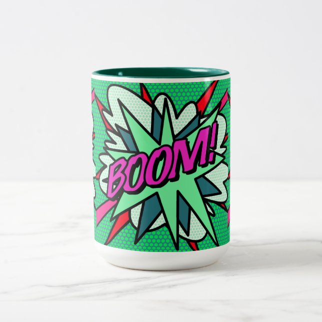 Caneca De Café Em Dois Tons Quadrinhos Modernos BOOM Diversão (Centro)