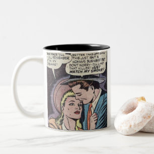 Caneca De Café Em Dois Tons Quadrinhos Românticos Clássicos dos anos 50