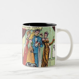 Caneca De Café Em Dois Tons Quadrinhos românticos dos anos 50 Melhor presen