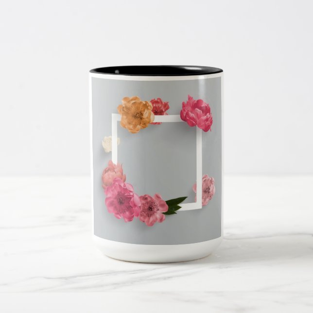Caneca De Café Em Dois Tons Quadro da Flor (Centro)