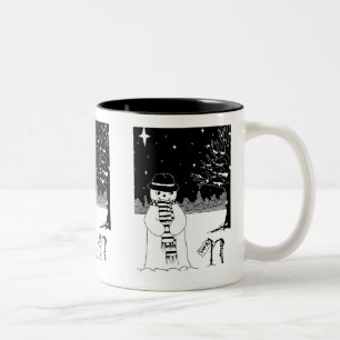 Caneca De Café Em Dois Tons quadro preto e branco de um bonitinho bonitinho de
