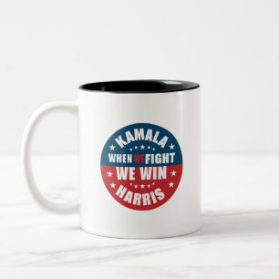 Caneca De Café Em Dois Tons Quando lutamos ganhamos 2024 Kamala Harris EUA