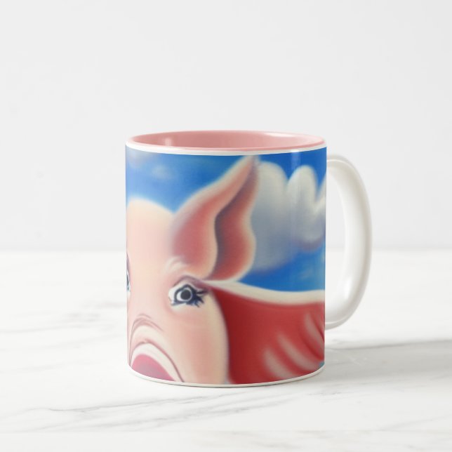 Caneca De Café Em Dois Tons Quando os suínos voam (Frente Esquerda)