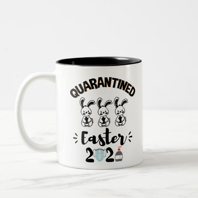 Caneca De Café Em Dois Tons Quarentena da Páscoa 2021 Feliz Páscoa Camisa 2021 (Esquerda)