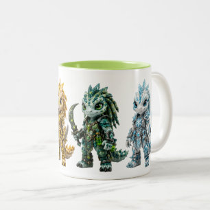 Caneca De Café Em Dois Tons Quarteto de Guerreiros Arcano Sigilkin