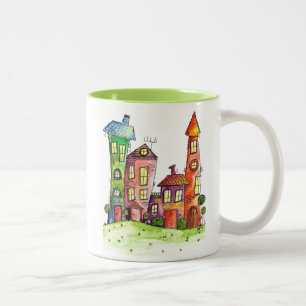 Caneca De Café Em Dois Tons Quatro Casas Brancas