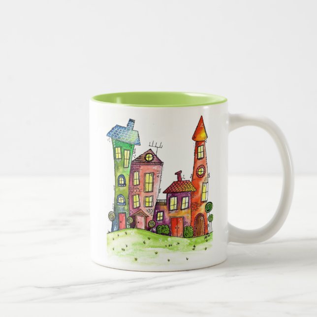 Caneca De Café Em Dois Tons Quatro Casas Brancas (Direita)