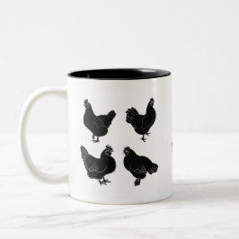 Caneca De Café Em Dois Tons Quatro Hens~Silhouette~Padrão