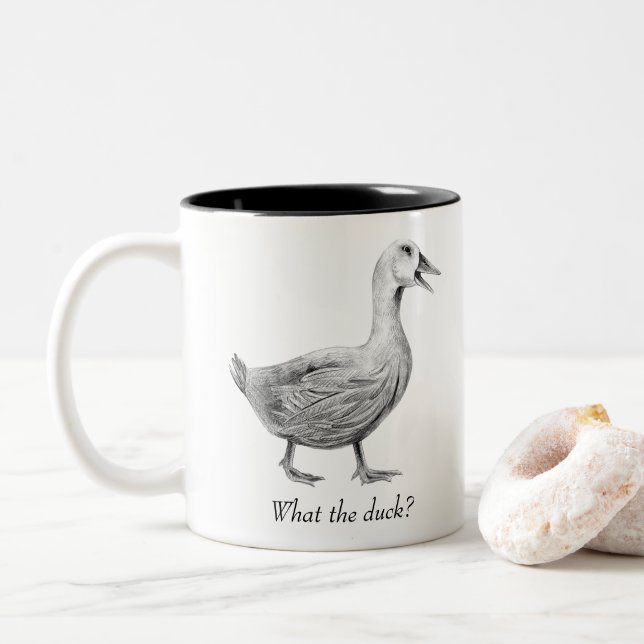 Caneca De Café Em Dois Tons Que Duck? (Com Donut)
