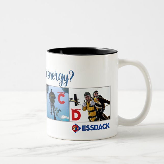 Caneca De Café Em Dois Tons Que é sua energia? copo de café (Direita)
