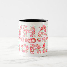 Caneca De Café Em Dois Tons Que Mundo Maravilhoso
