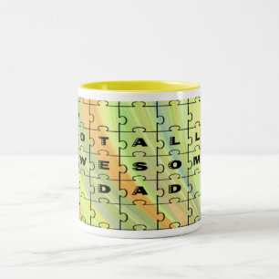 Caneca De Café Em Dois Tons Quebra-cabeça Amarelo/Marrom completamente incríve