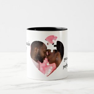 Caneca De Café Em Dois Tons Quebra-cabeça-Heart Design de Mug