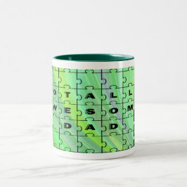 Caneca De Café Em Dois Tons Quebra-cabeça Pai Totalmente Incrível Verde