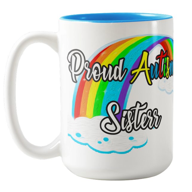 Caneca De Café Em Dois Tons Quebra-cabeças Orgulhosa Irmã do Autismo (Proud Autism Sister puzzles Two-Tone Coffee Mug)