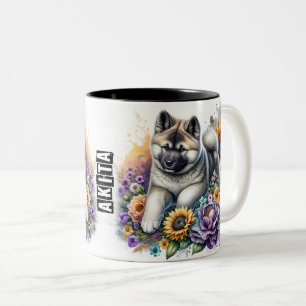 Caneca De Café Em Dois Tons Quebra Cachorro Cute Akita