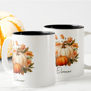 Caneca De Café Em Dois Tons Quebra de Abóbora Laranja de Cor d'Água Editável