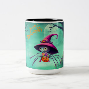 Caneca De Café Em Dois Tons Queda/outono/aranha/bruxa/halloween