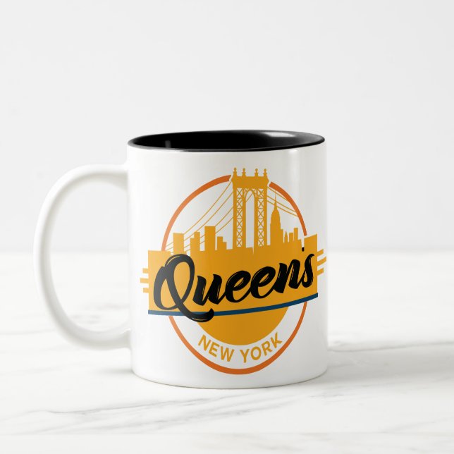 Caneca De Café Em Dois Tons Queens New York (Esquerda)