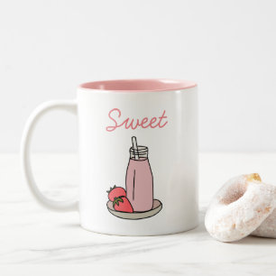 Caneca De Café Em Dois Tons Queijo doce de morango, cor-de-rosa fofo
