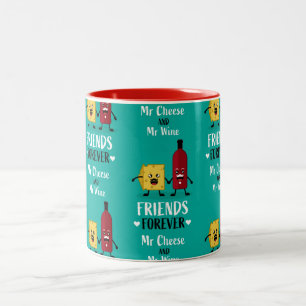 Caneca De Café Em Dois Tons Queijo E Vinho Os Melhores Amigos