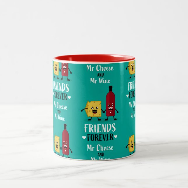 Caneca De Café Em Dois Tons Queijo E Vinho Os Melhores Amigos (Centro)