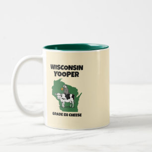 Caneca De Café Em Dois Tons Queijo Eh Engraçado da Vaca de Wisconsin Yooper