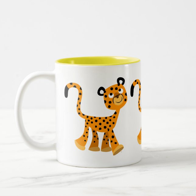 Caneca De Café Em Dois Tons Queijo Insouciente Bonito Cheetah (Esquerda)