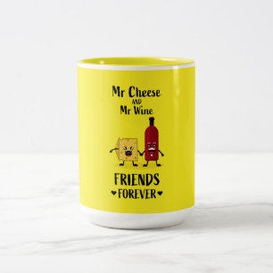 Caneca De Café Em Dois Tons Queijos E Amantes De Vinho