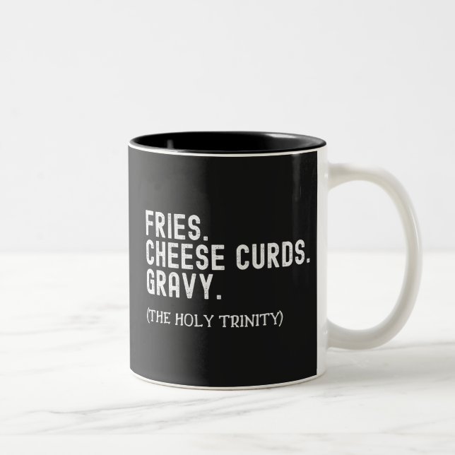 Caneca De Café Em Dois Tons Queijos Fritos Cura A Sagrada Trindade (Direita)