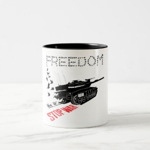 Caneca De Café Em Dois Tons Queremos Paz Mundial e Liberdade, Pare a Guerra
