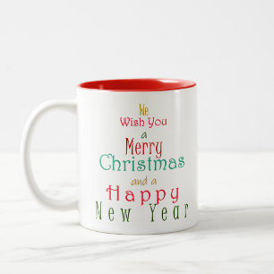 Caneca De Café Em Dois Tons "Queremos um Feliz Natal"