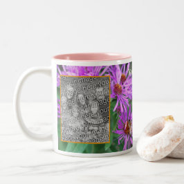 Caneca De Café Em Dois Tons Querida Bebida No Flor De Aster Rosa, Adicione Sua