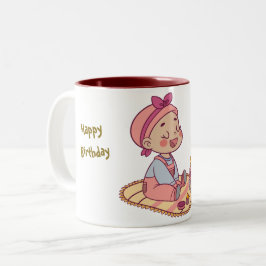 Caneca De Café Em Dois Tons Querida menina feliz aniversário
