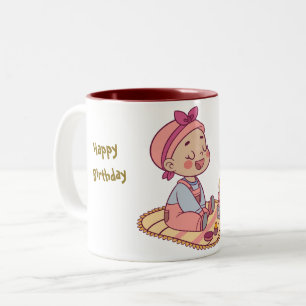 Caneca De Café Em Dois Tons Querida menina feliz aniversário