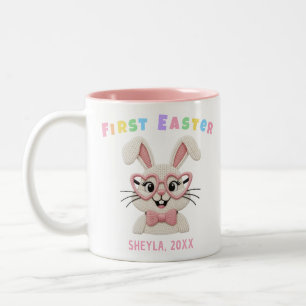 Caneca De Café Em Dois Tons Querida Menina Menino Primeiro Nome de Coelho de P