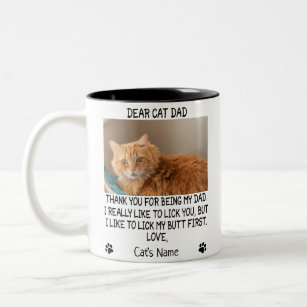 Caneca De Café Em Dois Tons Querido Pai de gato, foto e nome do gato personali