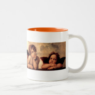 Caneca De Café Em Dois Tons QUERUBINS famosos de Raphael que pintam a imagem,