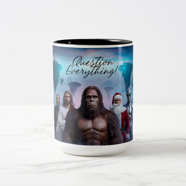 Caneca De Café Em Dois Tons Question Everything Coffee Mug (Centro)