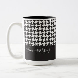 Caneca De Café Em Dois Tons Quic Black and White Houndstooth moderno