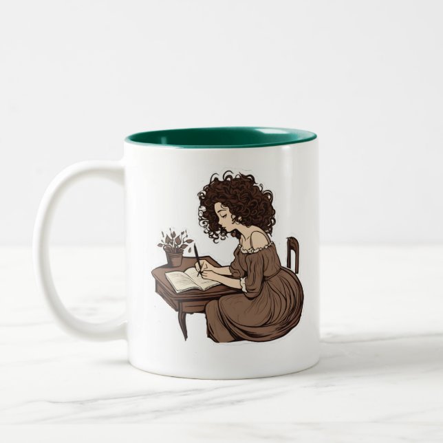 Caneca De Café Em Dois Tons Quill & Curls: Uma Mug de Momento de Diário (Esquerda)