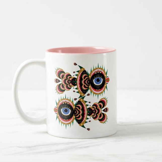 Caneca De Café Em Dois Tons Quimera - Peixe-Pássaro Mug (Esquerda)