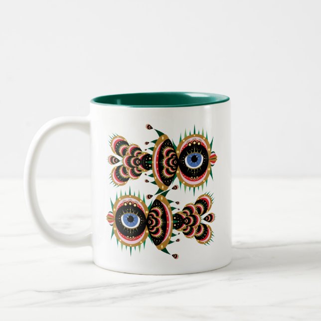 Caneca De Café Em Dois Tons Quimera - Peixe-Pássaro Mug (Esquerda)