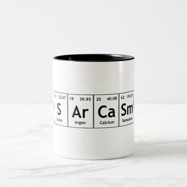 Caneca De Café Em Dois Tons Química da palavra dos elementos de mesa periódica (Centro)